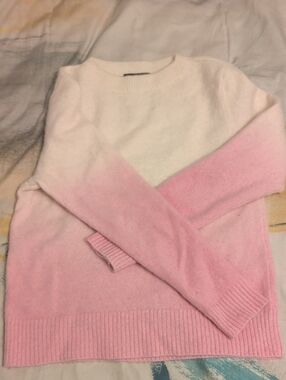 Eric Bompard 100% Cashmere Ombre Pink Cream Crew Neck Sweater